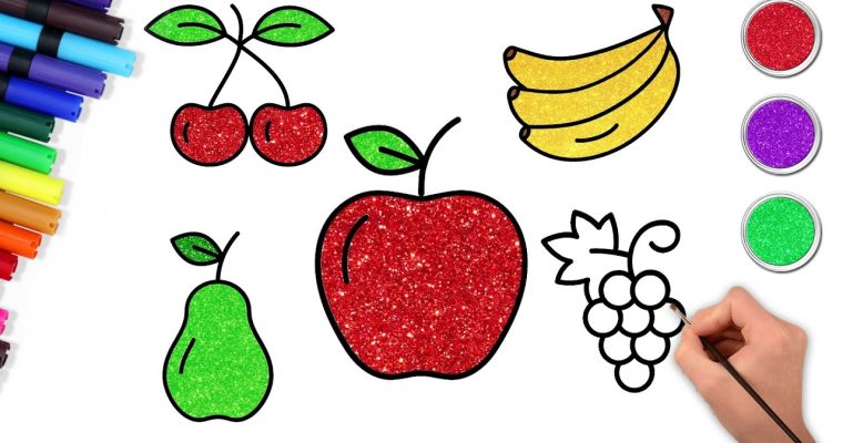 🍎 🍒 ציור פירות עם קטנטנים  🍌 🍊